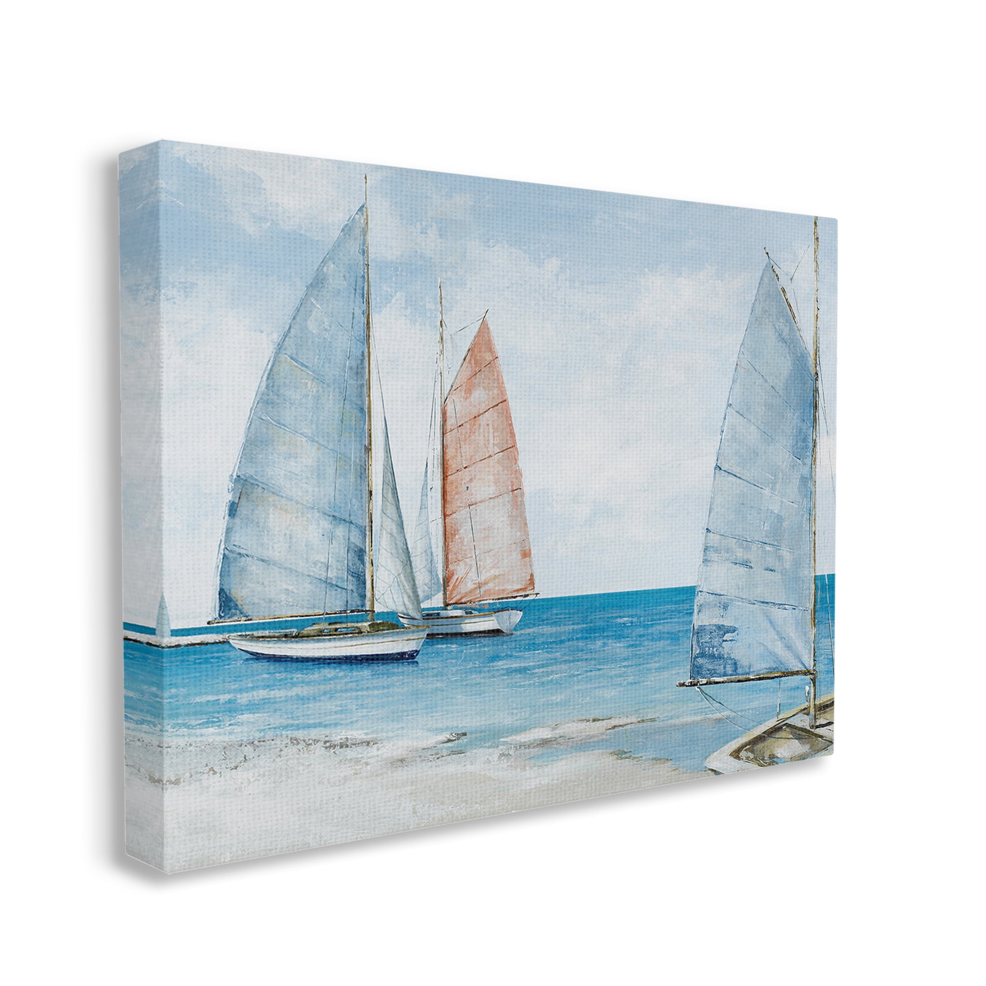 Stupell Industries Coastal Sailboat Fleet Transportation Painting Gallery Wrapped Canvas Art Print Wall Art, 30 x 24