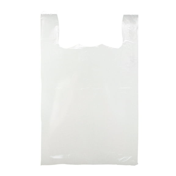 SSWBasics Large White Plastic T-Shirt Shopping Bags (Case of 500) - 18" x 8" x 30” - Perfect for Restaurant  Retail  Grocery  Takeout - Made of High Density Polyethylene Plastic (HDPE)