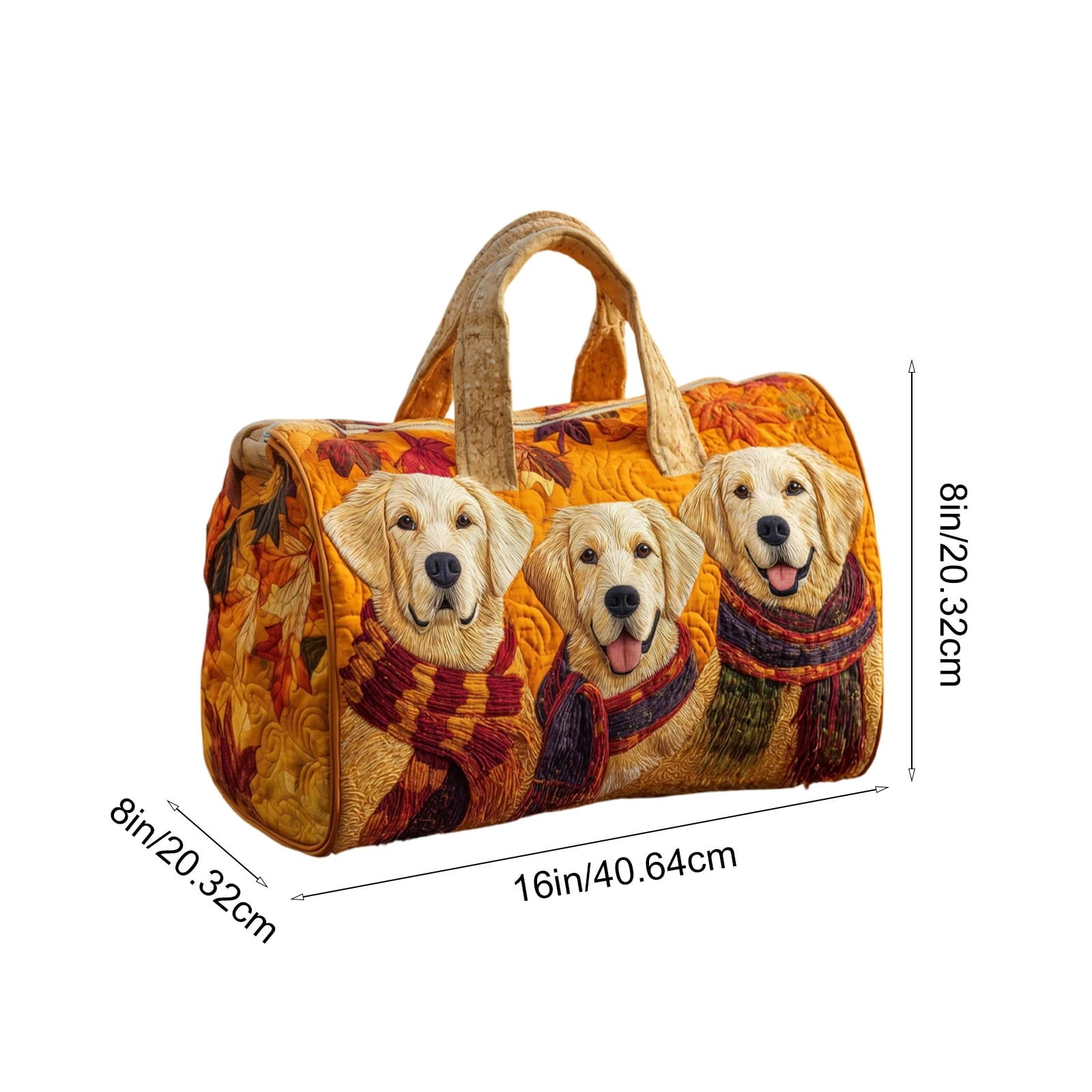 ROLKFUK Lightweight Quilted Small Duffel Bag Travel Weekender Gym Bag with Embroidered Dog Multi-functional Lightweight Sports Overnight Bag for Women