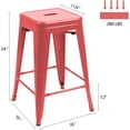 thumbnail image 3 of JUMMICO 24 Inches Metal Bar Stools  Barstools Stackable High Backless Stools Vintage Indoor Outdoor Stackable Kitchen Stools Set of 4 (Red), 3 of 10