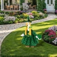 thumbnail image 3 of Guvpev St. Patrick's Day Goose Outfit - Green Plaid Lucky Irish Dress with Braided Wig Hat and Shamrock - Festive Lawn Statue Clothes for 23" Outdoor Cement or Plastic Geese, 3 of 14