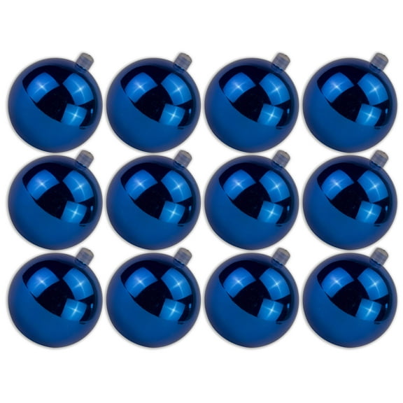 12 Pack 80mm 3" Shiny Blue Ball Ornament with Wire, UV Coated