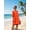 Orange, variant on Women Dresses Summer Dress V-Neck Short Sleeve T-Shirt Elegant Dress Babydoll Ruffles Casual Mini Female Dress