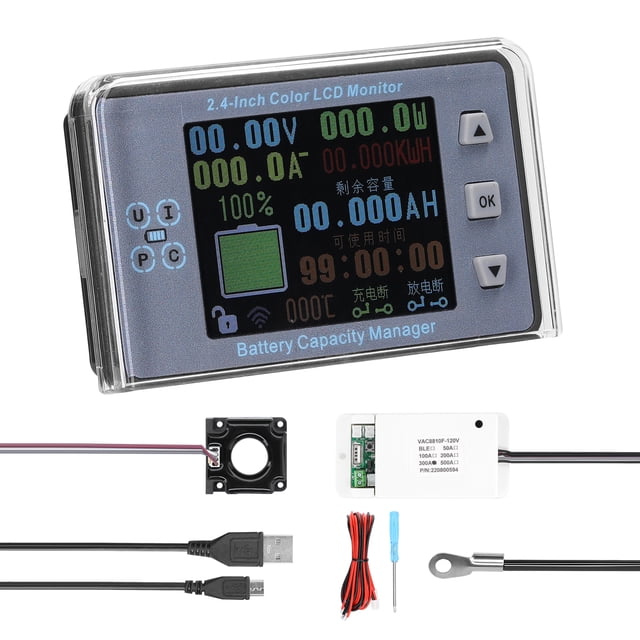 Amdohai 2.4 Inch Wireless Voltage Meter Ammeter Voltmeter Coulometer Battery Power Detector Battery Capacity Tester Real-time Battery Monitor