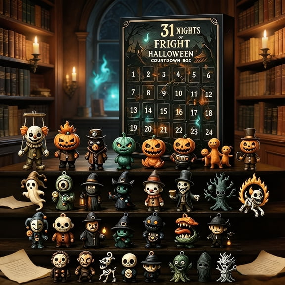 Halloween Advent Calendar 2026, 31 Nights of Fright Halloween Countdown Box,Mini Figurines, Surprise Blind Box Gift