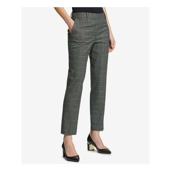 DKNY $99 Womens New 1027 Gray Plaid Ankle Skinny Pants 16 B B