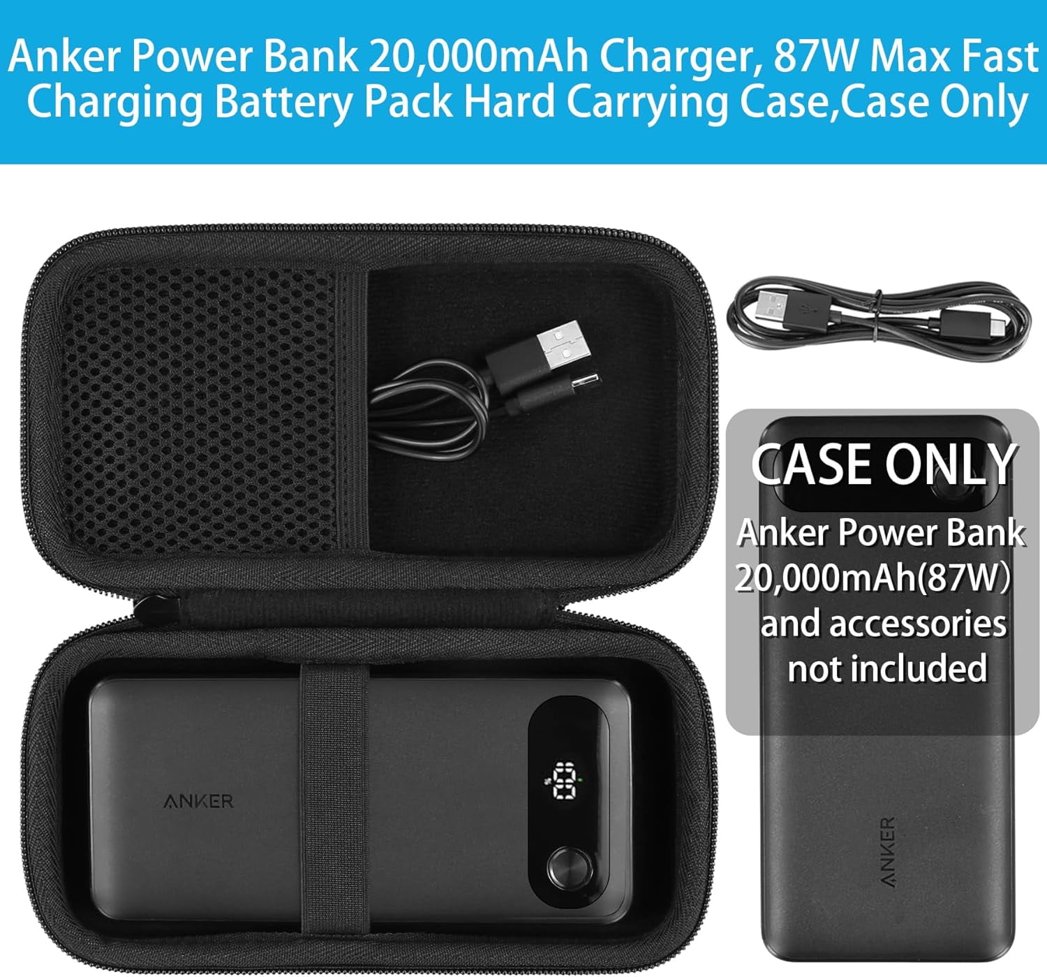 Anker Power Bank, 20,000mAh Portable Charger with Built-in USB-C