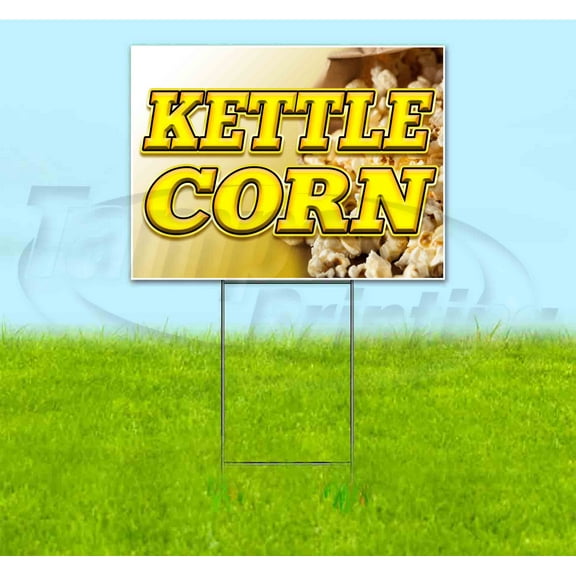 Kettle Corn (18" x 24") Yard Sign, Includes Metal Step Stake