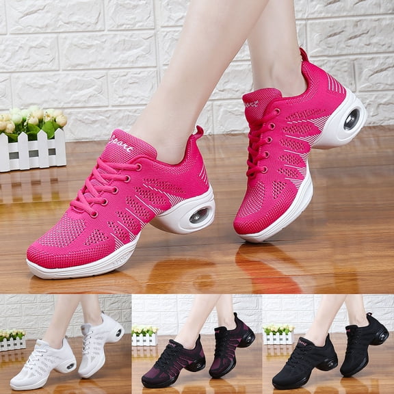 Wovix Women's Jazz Shoes Lace-up Sneakers Modern Dance Shoes Platform Walking Dance Shoes Cushioning Shoes Soft Basic Versatile And Sneakers Athletic Footwear
