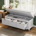 thumbnail image 2 of GZXS Entryway Shoe Bench with Cushioned Seat, Flip-Open Storage Compartment, 3 Drawers, 44.1"L x 15.9"W x 19.1"H (Light Gray), 2 of 8