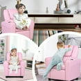 thumbnail image 4 of Costway Kids PU Solid Print Cup Holder Recliner Armchair Sofa Seat Couch Chair, Pink, 4 of 12