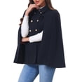 thumbnail image 4 of INSPIRE CHIC Womens Cape Coat Winter Vintage Double Breasted Slit Sleeve Elegant Cloak Outwear Coats with Pockets XS Navy, 4 of 6