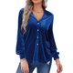 thumbnail image 2 of VISgogo, camisas de terciopelo salvaje a la moda para mujer, blusas de manga larga con cuello vuelto de Color sólido, blusas informales con botones para primavera y otoño VISgogo moda, 2 of 9