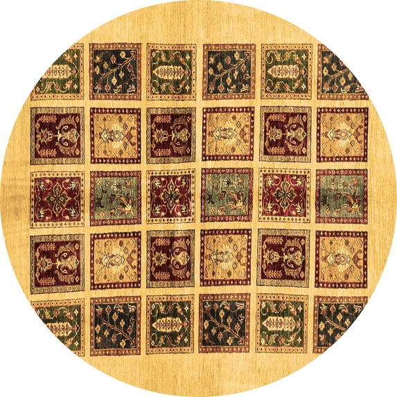 Ahgly Company Indoor Round Abstract Brown Modern Area Rugs, 5' Round