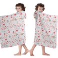 thumbnail image 4 of Pink Christmas Santa and Penguin Pattern Hooded Bath Towel，60"x35" for Ages 3 To 12 Kids, Quick Dry Lightweight Soft Microfiber Hood Beach Towel Cover Up for Kids, 4 of 7