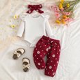 thumbnail image 2 of larppty Newborn Baby Girl Clothes Rib Knit Romper Daisy Print Pants Infant Girl Outfit with Headband, 2 of 7