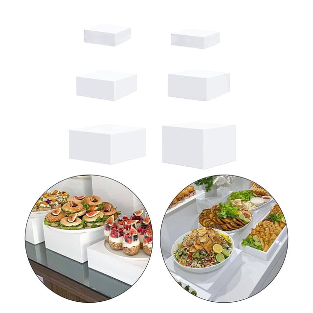 Elevador de caja de exhibición de cubo acrílico, 6 uds., elevador de Buffet para mesa de Buffet, soportes elevadores de anidación para alimentos, pasteles y cosméticos