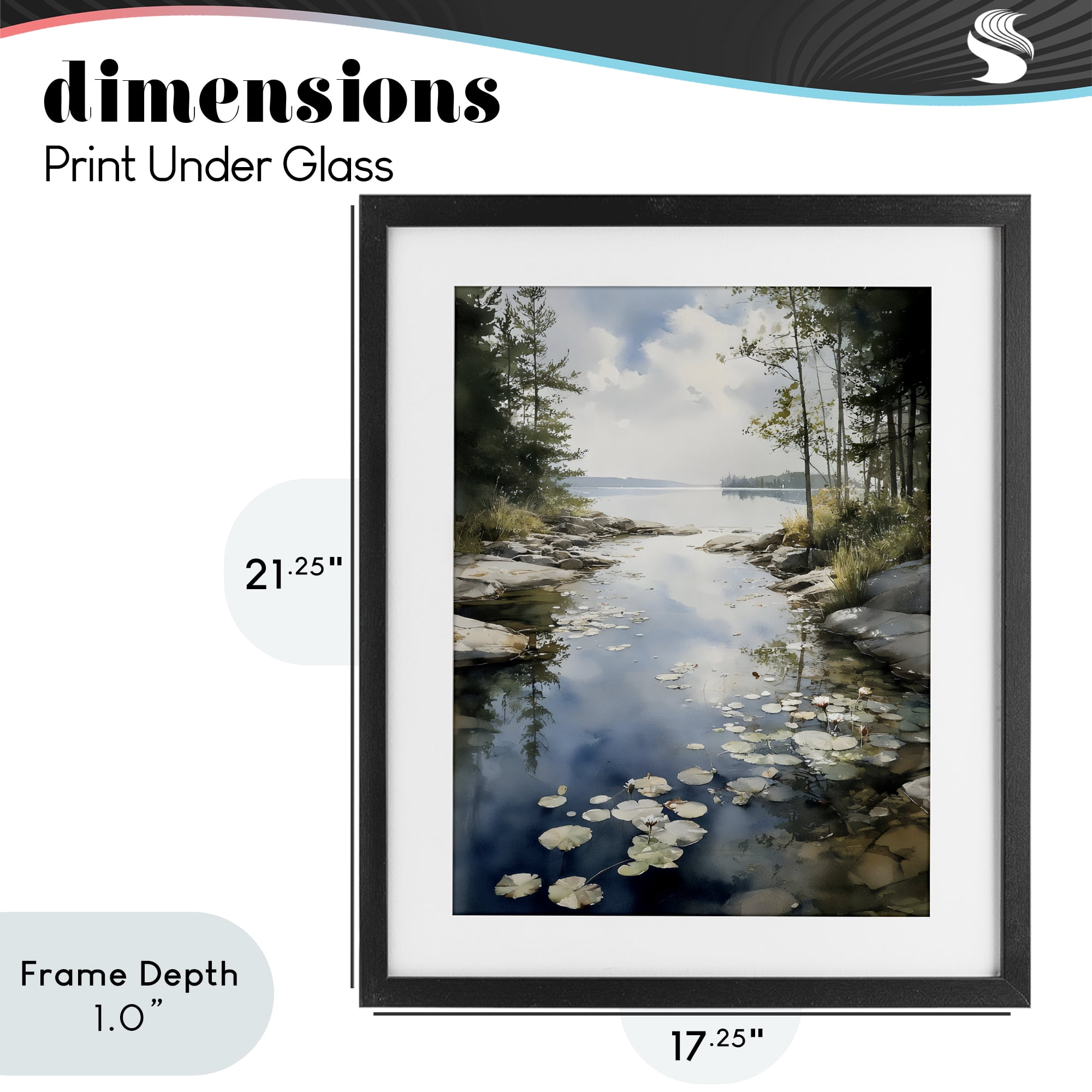 Stupell Industries Lilypad Inlet Reflection Black Framed Print Under Glass, design by Franklyn Gregory