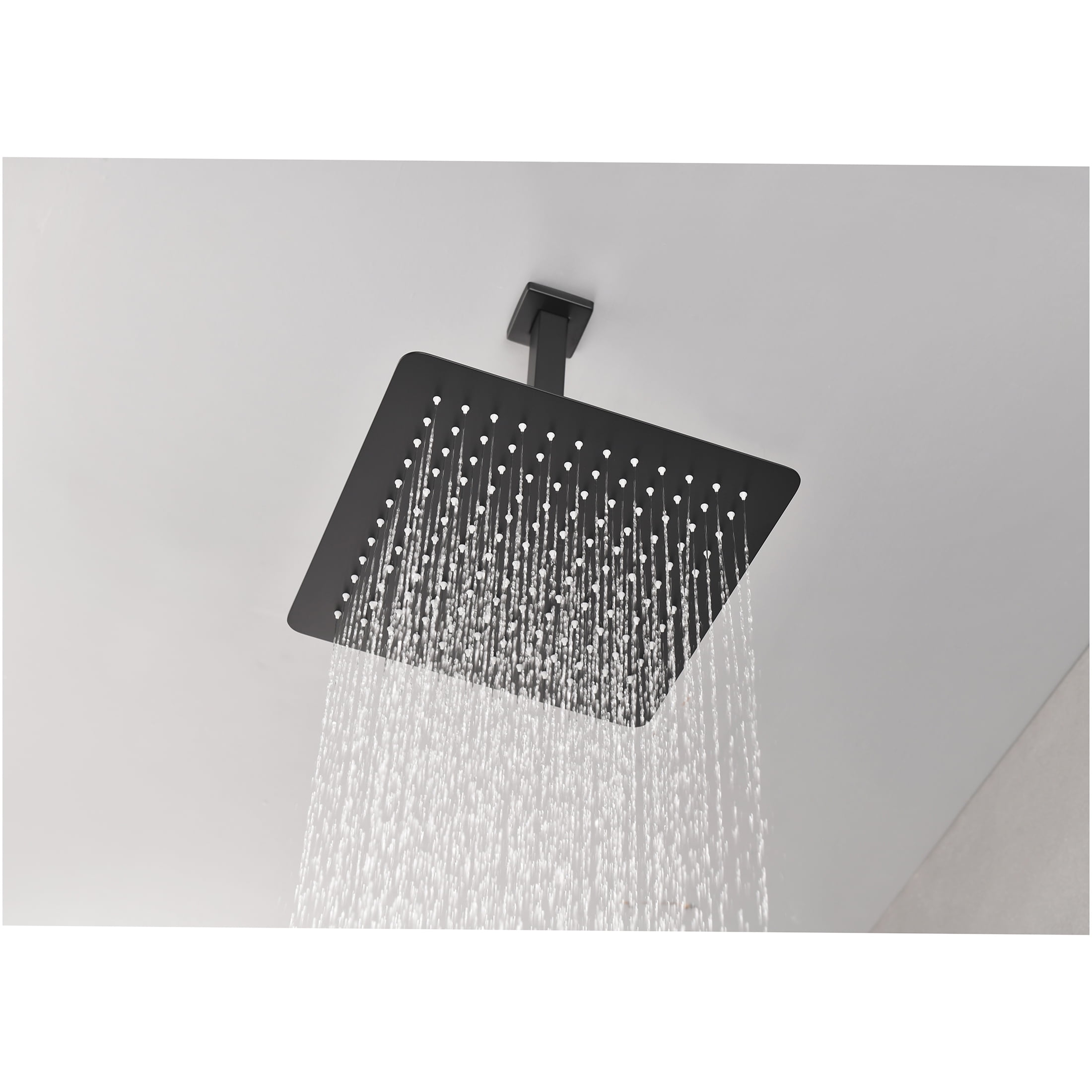 JERFIT Matte Black Rain Shower Head, 8 Inch High Pressure Rainfall Showerhead with Self-Cleaning Nozzles, Water Saving Luxury Stainless Steel Shower Panel for Relaxing Spa Experience