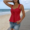 thumbnail image 5 of Babysbule Women's Eyelet Embroidered Sleeveless Tank Top Bow Tie Front Wide Strap Peplum Casual Blouse for Summer Dating Daily Wear Vacation, 5 of 7