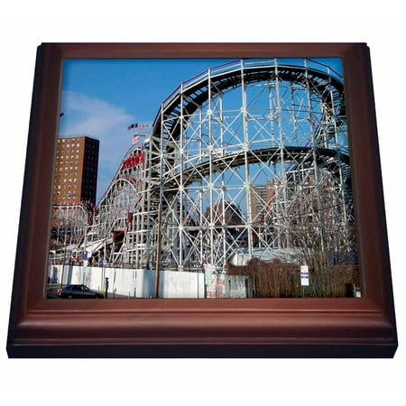 3dRose Coney Island Roller Coaster, Trivet with Ceramic Tile, 8 by 8-inch