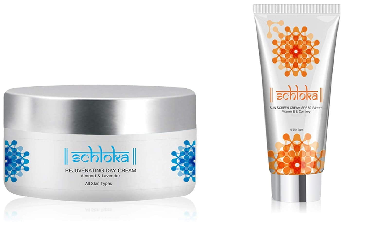 Modicare Schloka Rejuvenating Day Cream For Glowing Charming Skin 50 ml + Schloka Sunscreen Cream SPF 50 PA+++ With Vitamin E and Comfrey 60ml (Combo Pack) Modicare Schloka Rejuvenating Day Cream For Glowing Charming Skin 50 ml + Schloka Sunscreen Cream SPF 50 PA+++ With Vitamin E and Comfrey 60ml (Combo Pack)