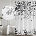 thumbnail image 5 of Black Leaves Shower Curtain, Waterproof Shower Curtains for Bathroom, Summer Botanical Washable Fabric Bathtub Curtain Set Bath Decor with 12 Hooks 72"x78", 5 of 8