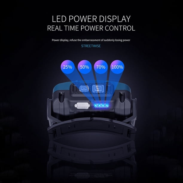 linterna de cabeza Linterna de cabeza de carga tipo C 1800mAh Mini luz de trabajo (azul V6118A)