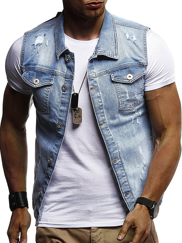 what to wear with sleeveless denim jacket