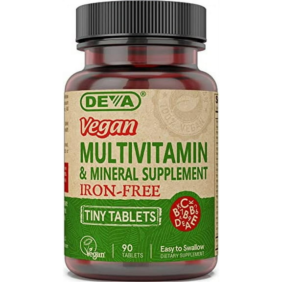 Deva Nutrition Vegan Tiny Iron Free Multivitamin Tablets, 90 Count