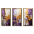 thumbnail image 2 of Designart "Gold Purple Fractal III" Modern Framed Wall Art Set Of 3 - Gold Fractals Frame Canvas Set For Living Room Decor, 2 of 7