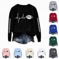 thumbnail image 5 of Towmus Womens Letter Tops Ladies Floral Print Loose Long Sleeve Sweatshirt Round Neck Pullover Top T-Shirt Top Autumn and Winter, 5 of 6