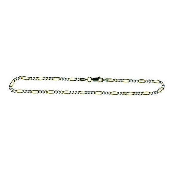 Brilliance Fine Jewelry Two-Tone Figaro Anklet, 39G, 925 Sterling Silver, 10 in, 3 1
