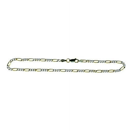 Brilliance Fine Jewelry Two-Tone Figaro Anklet, 39G, 925 Sterling Silver, 10 in, 3+1