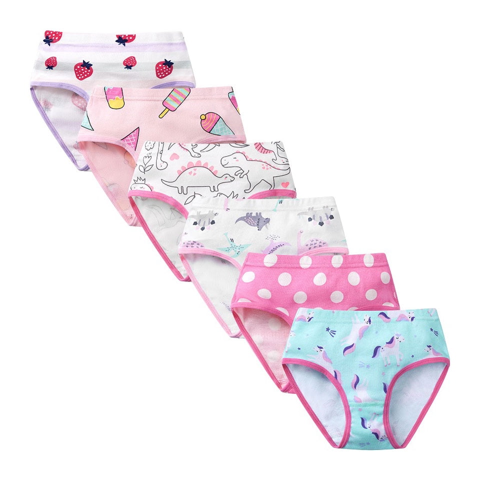 SYNPOS 6 Pack Girls Underwear 100 Cotton Underwear for Girls
