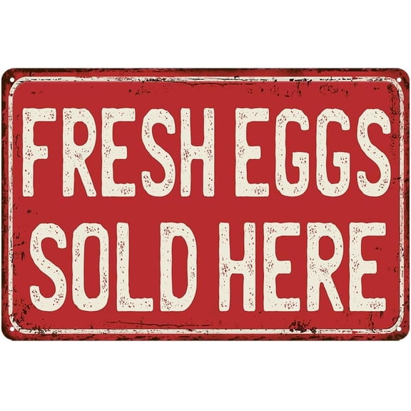 Vintage Farm Fresh Eggs Metal Sign Farmers Market Decor Chicken Coop Wall Art 12x8 Inch
