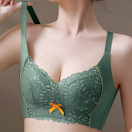 Wireless Bras for Women  Xunlbb Woman s Lace Thin Style Ventilate Large Size Bra Without Steel Rim(Green 38/85)
