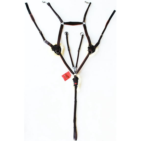 Horse English Padded Leather 5-Point Breastplate Lamb Fur Padding 803933CKF