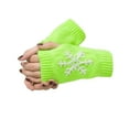thumbnail image 2 of 1 Pair Knit Half Finger Glove Comfortable Winter Simple Knitting Craft Fingers Covers Hand Mittens with Snowflake Pattern, 2 of 6