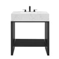 thumbnail image 3 of Pemberly Row Meuble-Lavabo de Salle de Bain Moderne en Métal de 30 Pouces Blanc/noir, 3 of 4