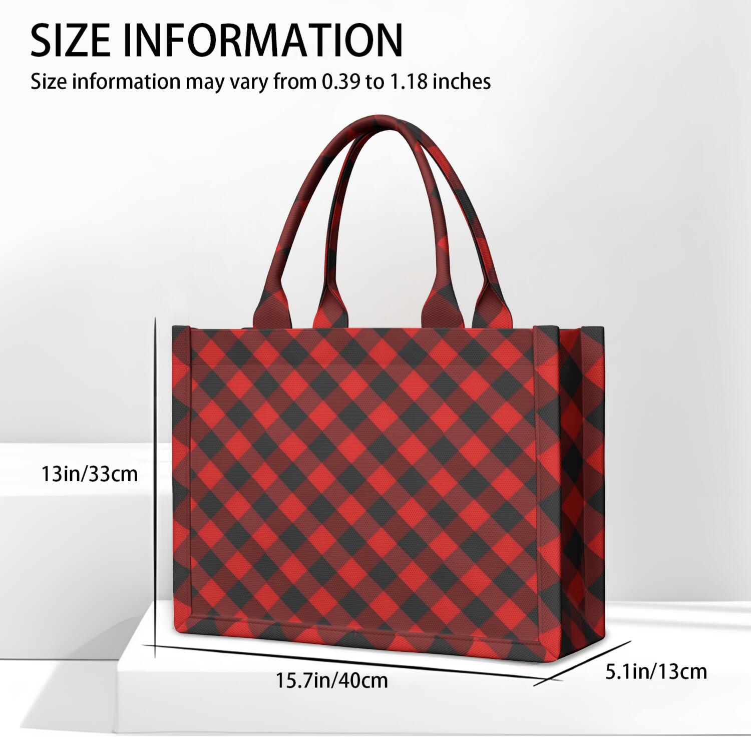 Large Capacity Tote Bag,Blue White Checkerboard Checkered Pattern