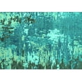thumbnail image 1 of Ahgly Company Machine Washable Indoor Rectangle Abstract Turquoise Blue Modern Area Rugs, 7' x 10', 1 of 4
