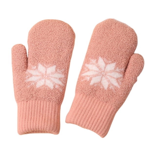 GDREDA Winter Jacquard Thermal Knitted Mittens for Extreme Cold Weather Outdoor Activities with Windproof Warmth and Touchscreen Compatibility Pink,One Size