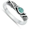 thumbnail image 4 of CHOOSE YOUR COLOR Vintage Pear Simulated Turquoise Ring .925 Sterling Silver Band Blue CZ Female Size 9, 4 of 4