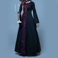thumbnail image 3 of EQWLJWE Robe de Sorcière d'Halloween pour Femme à Capuche à Manches Longues Gothique de Cour à Manches Longues à Encolure Carrée Robe à Lacets, 3 of 8