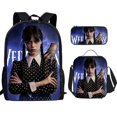 thumbnail image 1 of Wednesday Addams Backpack Three-piece Set Student School Bag Canvas Bag V, 1 of 4