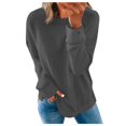 thumbnail image 1 of Chemises de Compression à Manches Longues pour Femmes à Col Rond Uni Plus Sweat-Shirt Oversize Pulls Coupe Ample à la Mode des Hauts Légers pour les Femmes de Grande Taille Gris M, 1 of 5