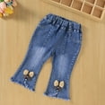 thumbnail image 2 of Cethrio Kids Girls Flare Jeans 2025, Stretch School Elastic Waist Casual Denim Pants Yellow Size 2 T, 2 of 3