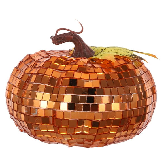 OFFIGAM Disco Pumpkin Decor Mirror Ball Pumpkins in Orange for Thanksgiving Decoration 1Pack