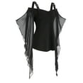 thumbnail image 4 of UPPADA Goth Clothes for Women Mesh Butterfly Trumpet Sleeve Shirts Vintage Cold Shoulder Blouse Halloween Costumes, 4 of 5